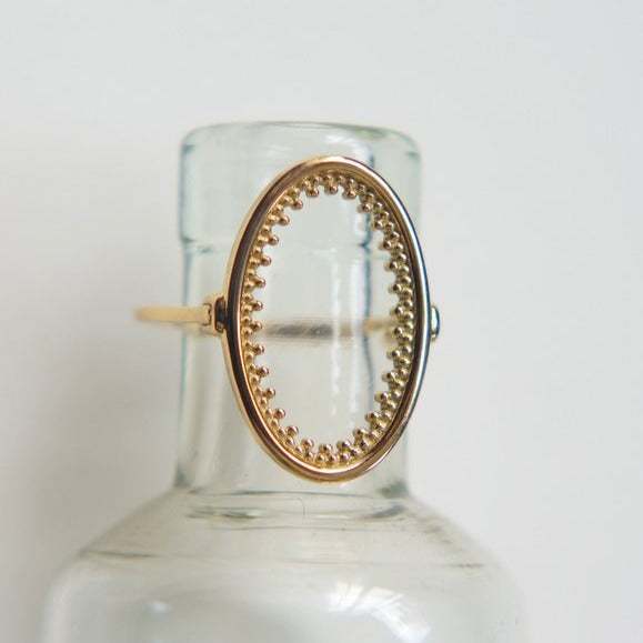 HAVITAS Granulation oval ring (K18YG)