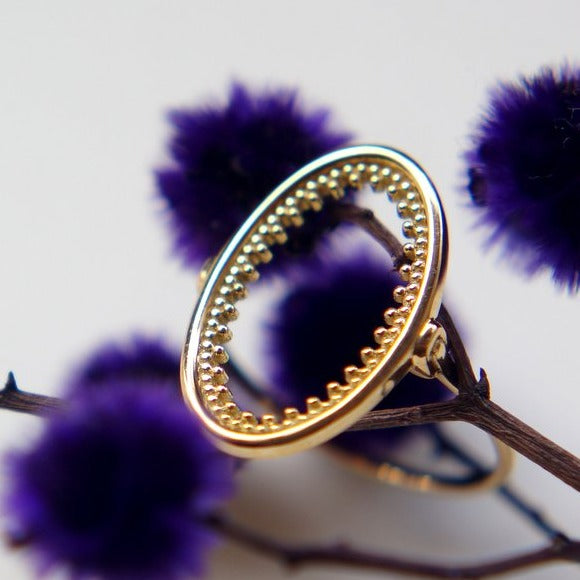 HAVITAS Granulation oval ring (K18YG)