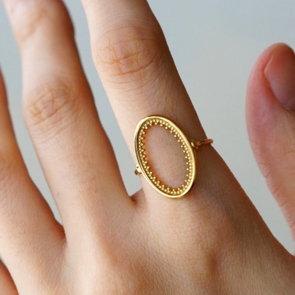 HAVITAS Granulation oval ring (K18YG)