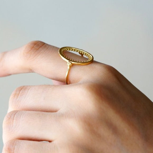 HAVITAS Granulation oval ring (K18YG)