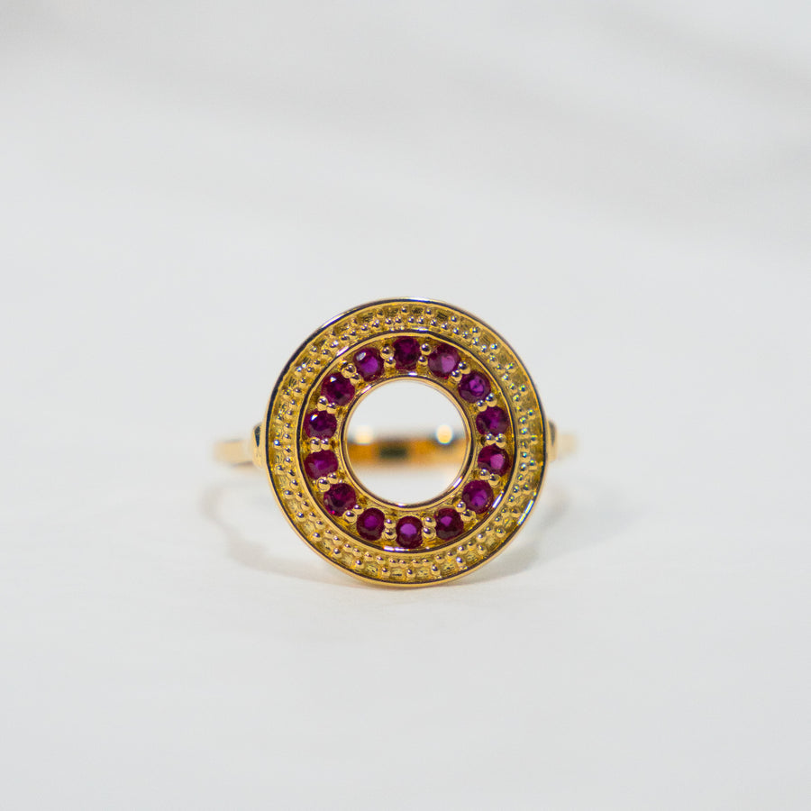 HAVITAS "URD" round melee  ruby ring K18YG