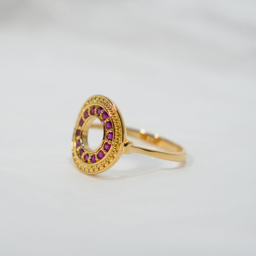 HAVITAS "URD" round melee  ruby ring K18YG