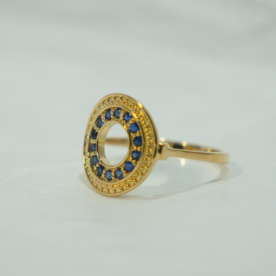 HAVITAS "URD" round melee sapphire ring K18YG