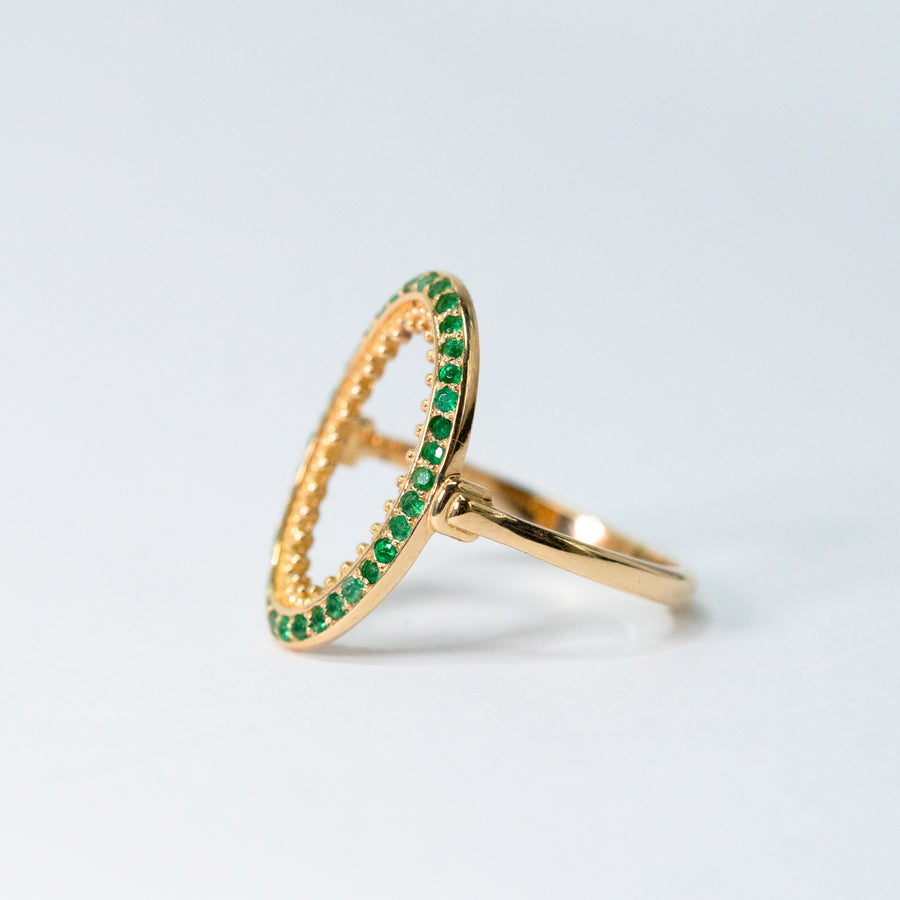 HAVITAS / "URD" oval melee gradation emerald ring K18YG (HVR-015GD)