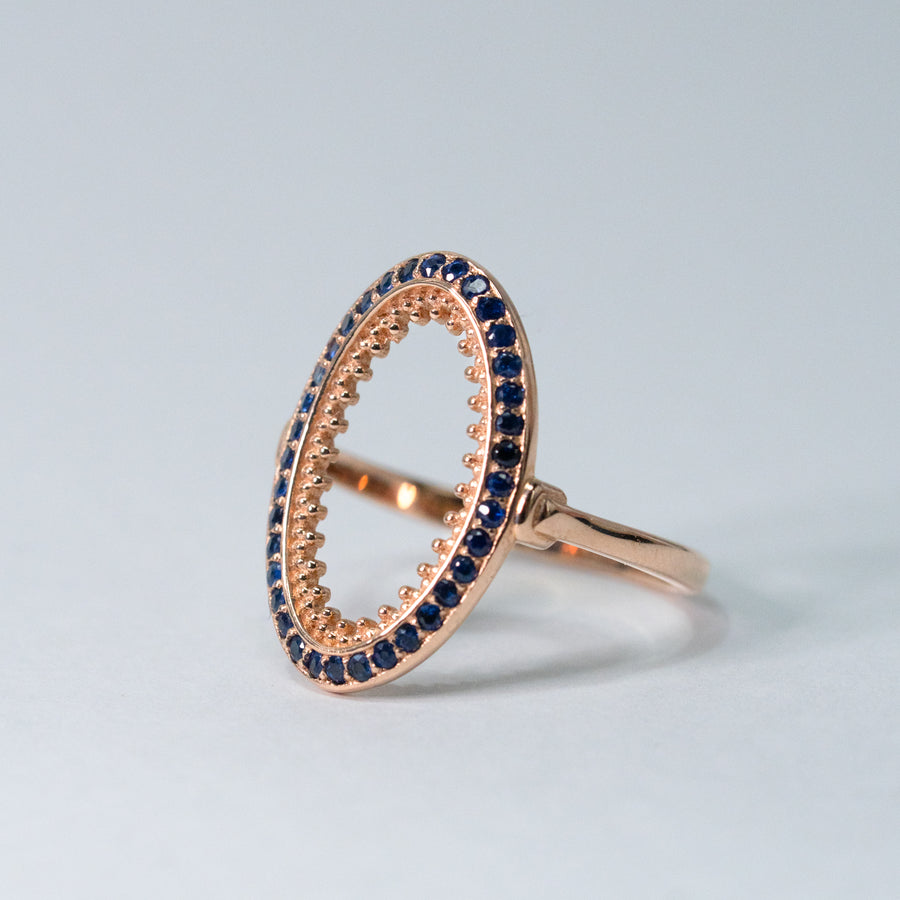 HAVITAS / "URD" oval melee gradation sapphire ring K18PG (HVR-015GD)