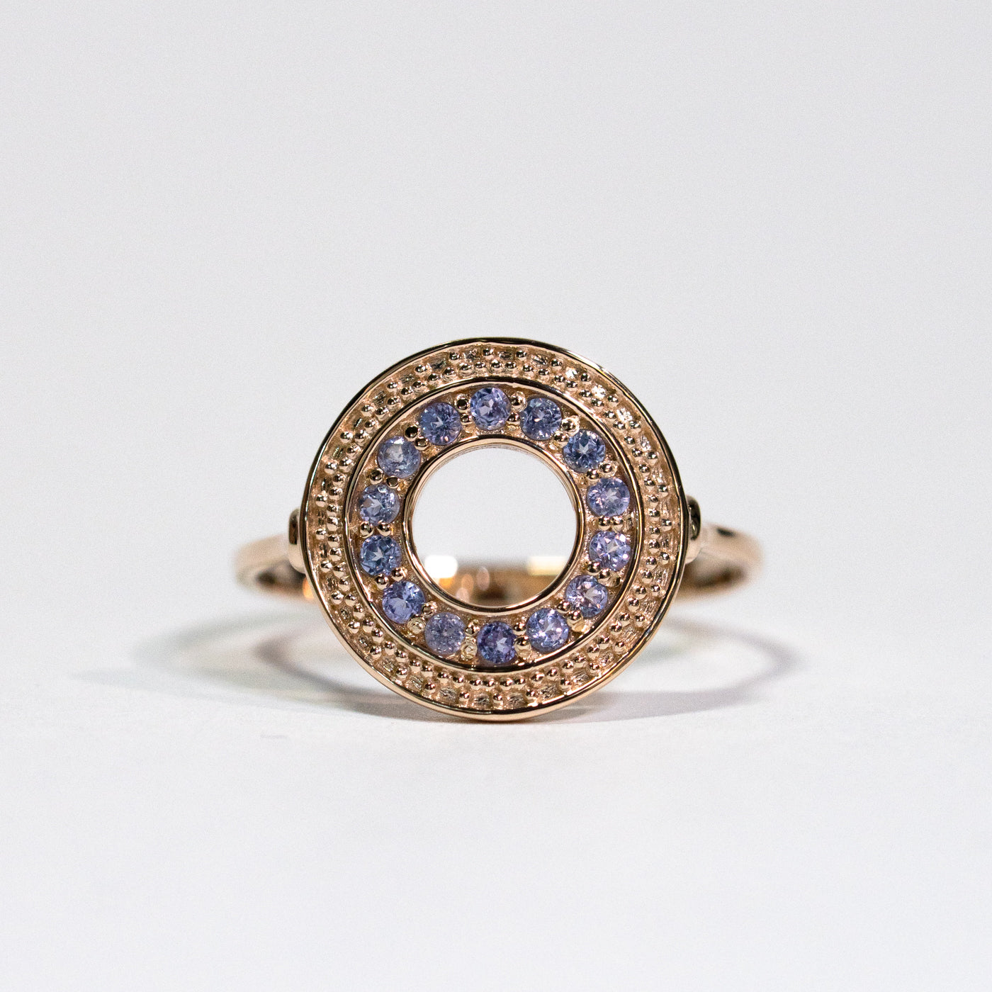 HAVITAS "URD" round melee Tanzanite ring K10YG