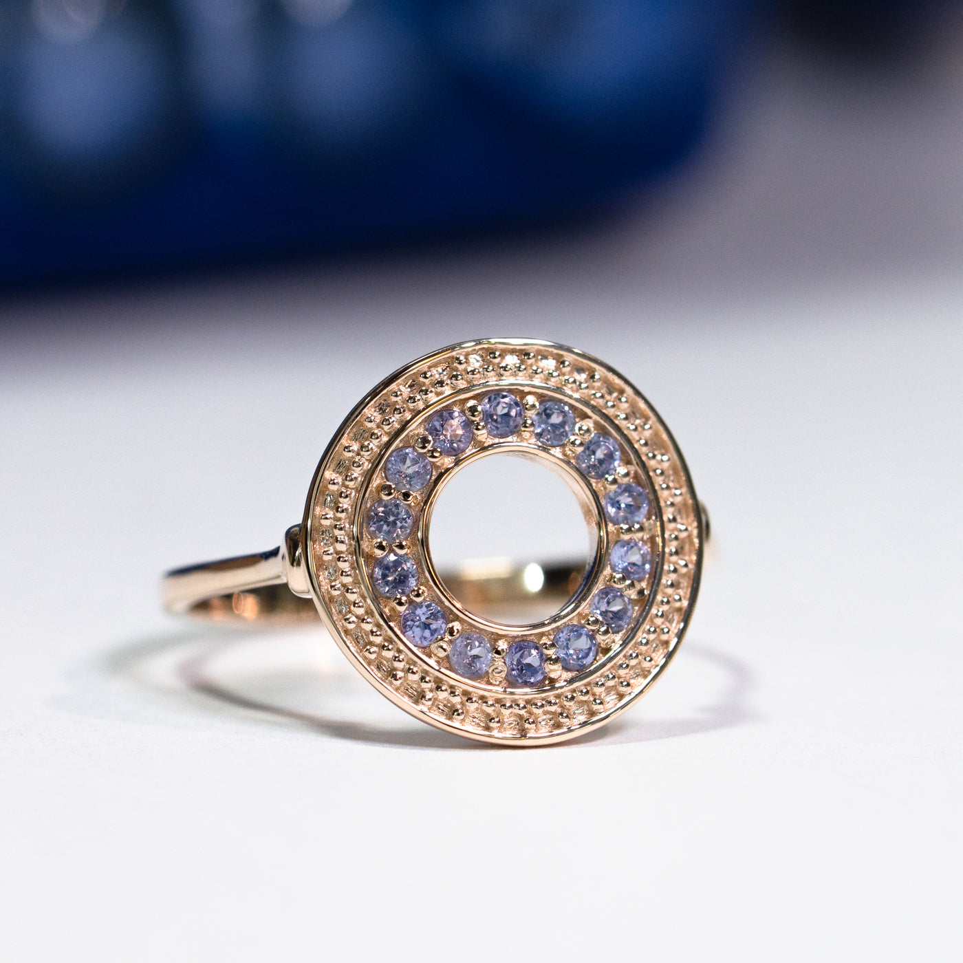 HAVITAS "URD" round melee Tanzanite ring K10YG