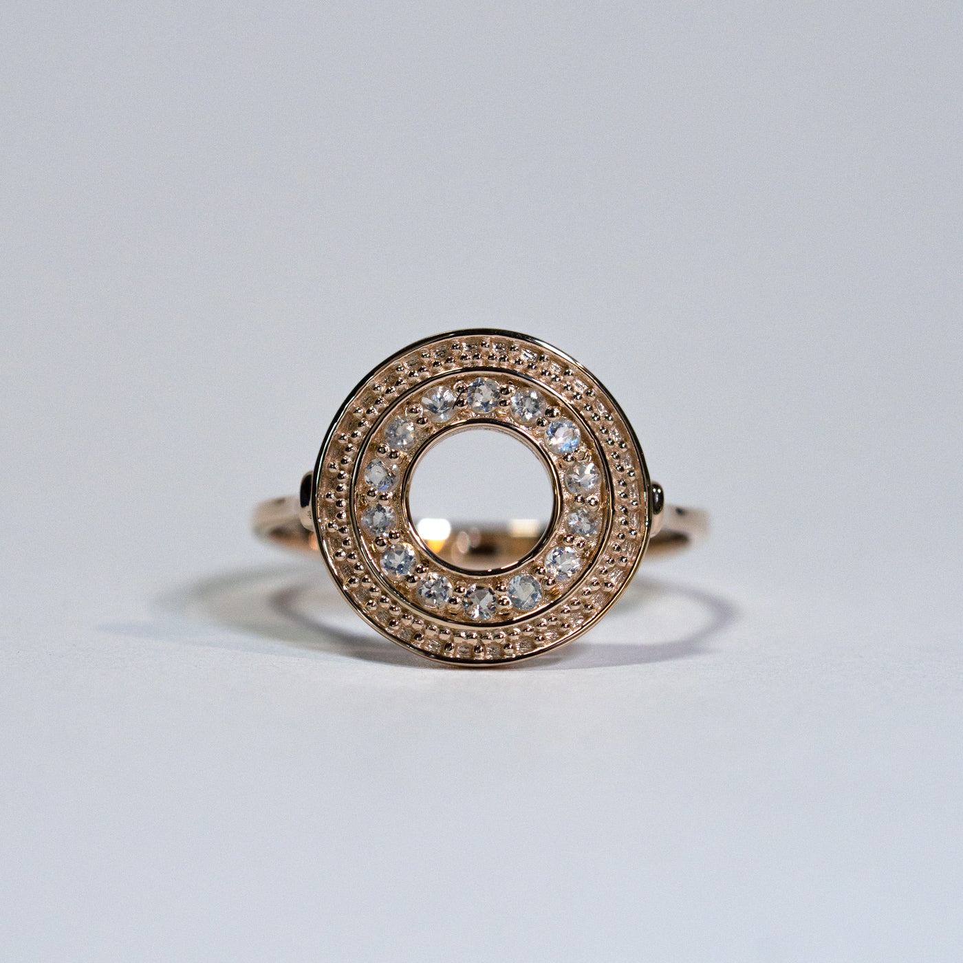 HAVITAS "URD" round melee Moonstone ring K10YG