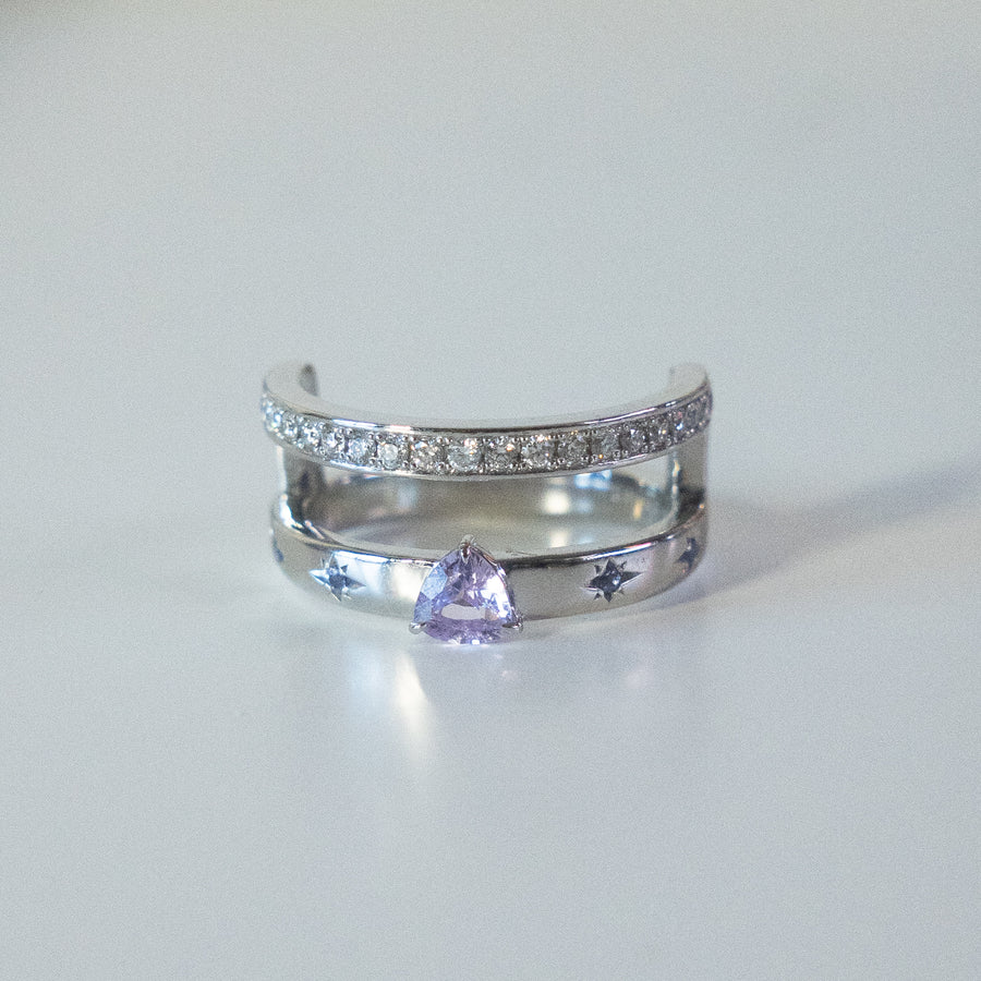 HAVITAS 1 2/3 ring trilliant cut purple sapphire PT900