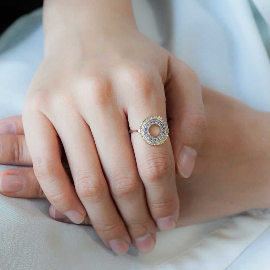 HAVITAS "URD" round melee Tanzanite ring K10YG