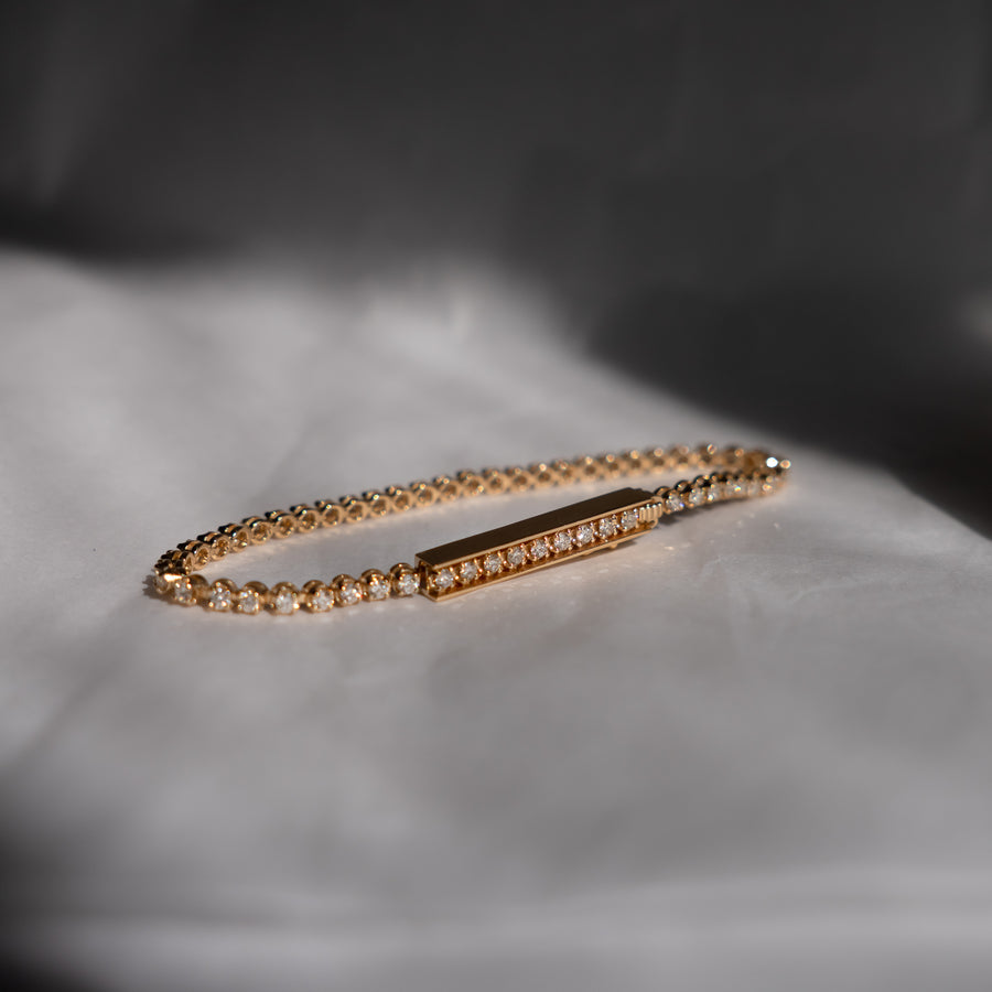 HAVITAS “Ley Line” Bar & chain Diamond Bracelet K18YG