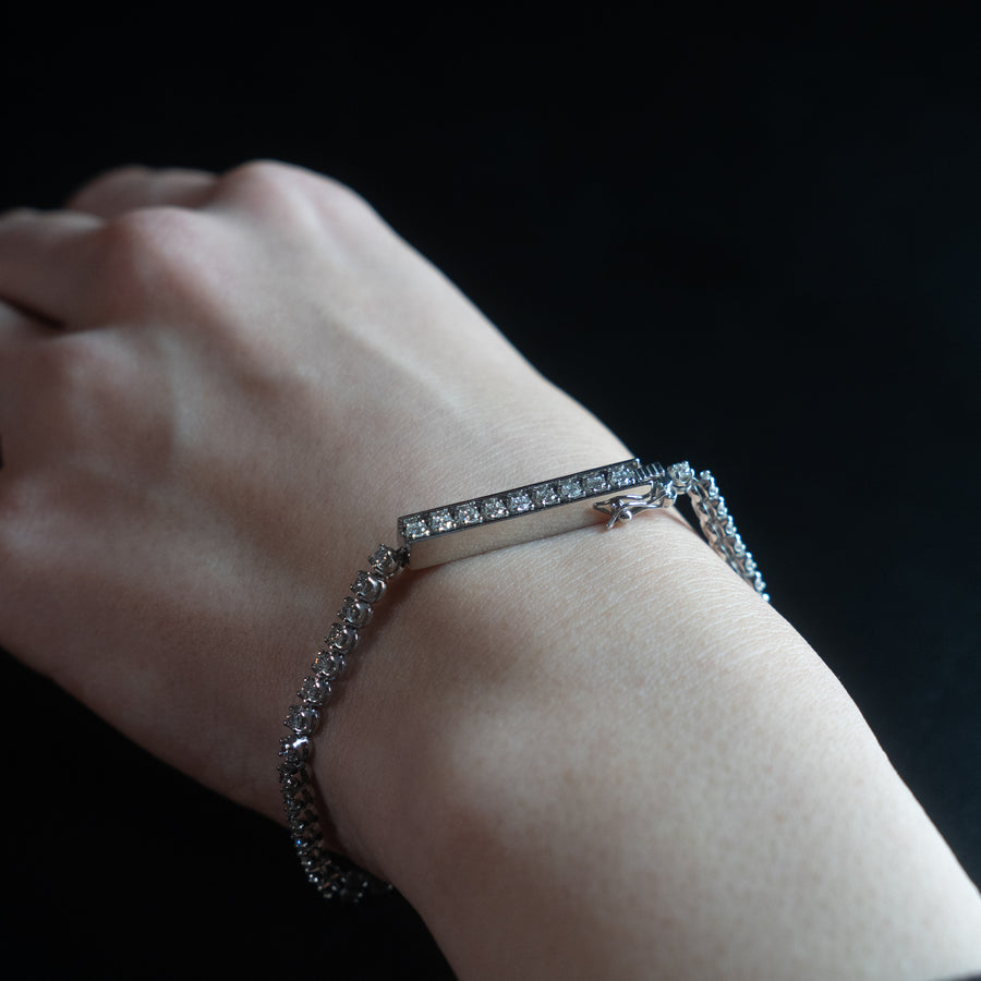 HAVITAS “Ley Line” Bar & chain Diamond Bracelet PT900