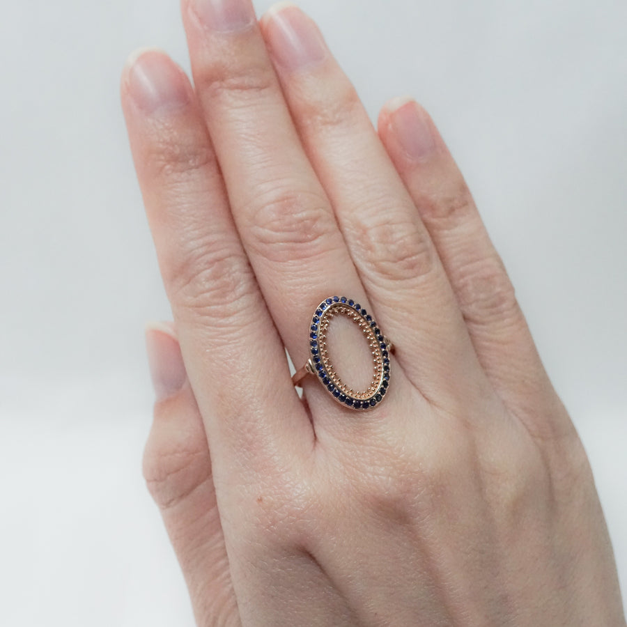 HAVITAS / "URD" oval melee gradation sapphire ring K18PG (HVR-015GD)