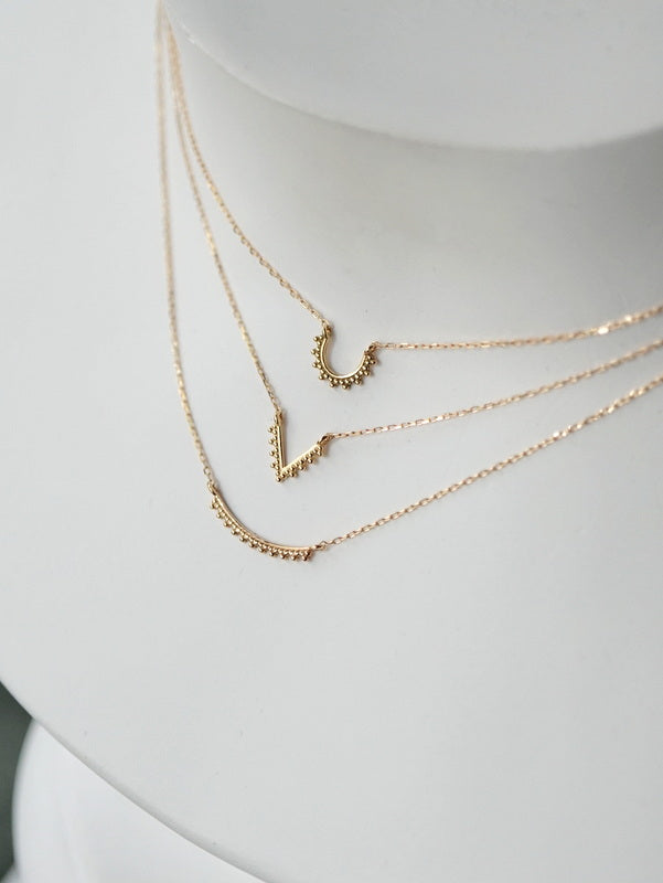 HAVITAS　Granulation necklace V-shaped K18YG