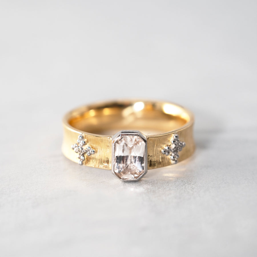 売約済 LUCA TOSCANO / Three Delight Ring ホワイトサファイア x ダイヤ x K18 x Pt900