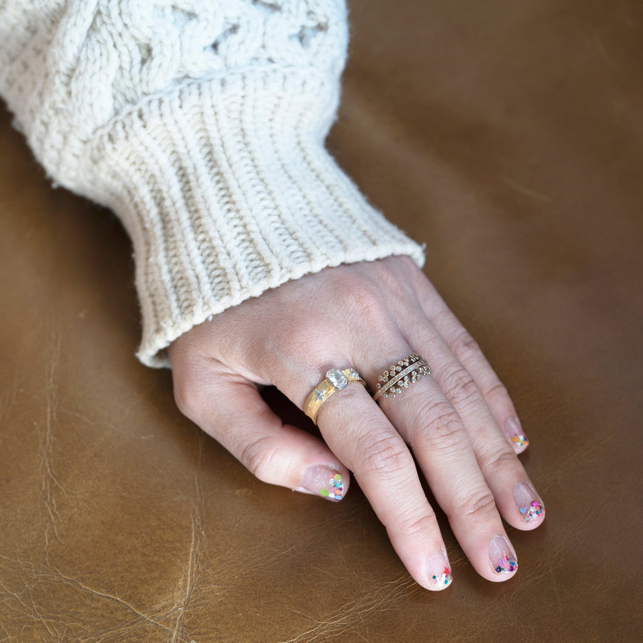 売約済 LUCA TOSCANO / Three Delight Ring ホワイトサファイア x ダイヤ x K18 x Pt900